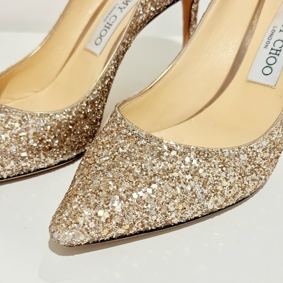 Jimmy Choo Sparkling Gold Heels - Picture 2 of 10
